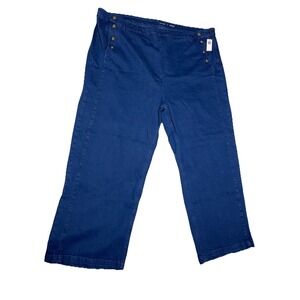 Womens Plus Size 30 high 50" waist wide leg sailor mariner Blue Jeans Old Navy